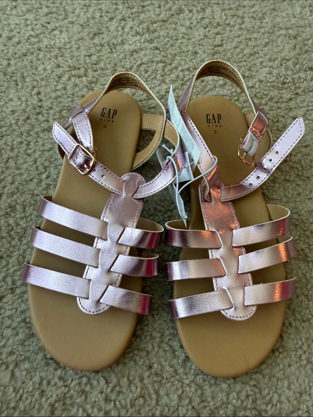 GAP Girls Shimmery Rose Metallic Multi-Strap Sandals
